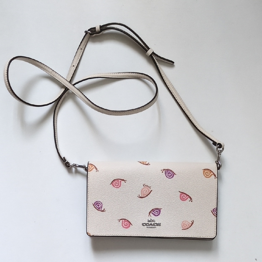 Coach Cream Crossbody Bag with Colorful Snail Design